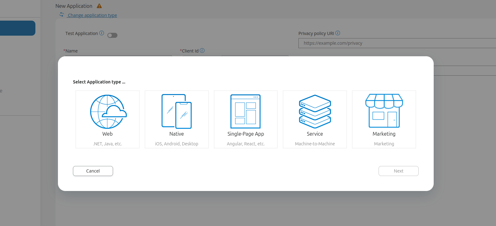 Create new application
